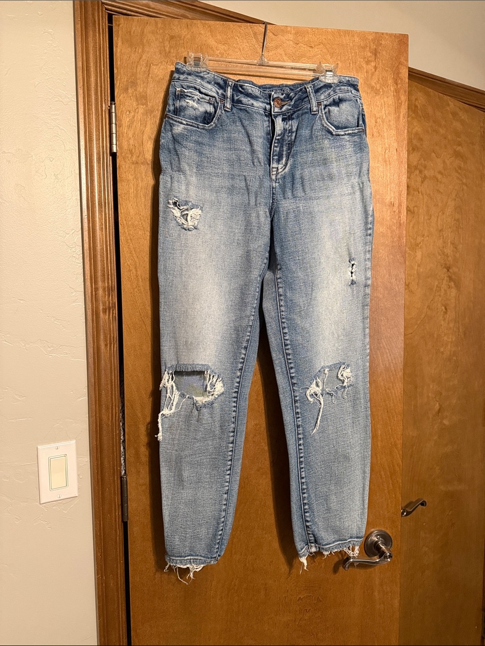 Maurices Light Blue Distressed Boyfriend Jeans
